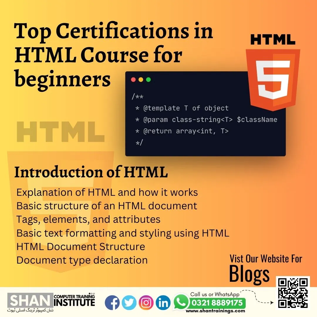 Top Certifications in HTML Course for beginners Top Certifications in HTML Course for beginners